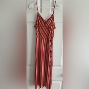 Derek Heart Striped Sleeveless Button-Front‎ Dress